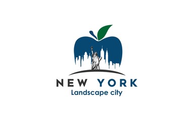 new york modern city landscape skyline logo design inspiration - obrazy, fototapety, plakaty