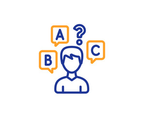 Quiz test line icon. Select answer sign. Business interview symbol. Colorful outline concept. Blue and orange thin line color icon. Quiz test Vector