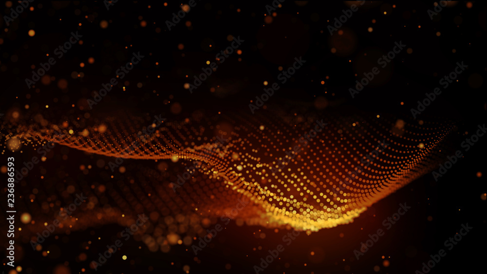 Poster big data visualization. visual information complexity. data threads plot. 3d rendering. data technol