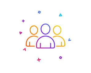 Group line icon. Users or Teamwork sign. Person silhouette symbol. Gradient line button. Group icon design. Colorful geometric shapes. Vector