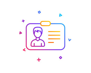 ID card line icon. User Profile sign. Male Person silhouette symbol. Identification plastic card. Gradient line button. Identification card icon design. Colorful geometric shapes. Vector