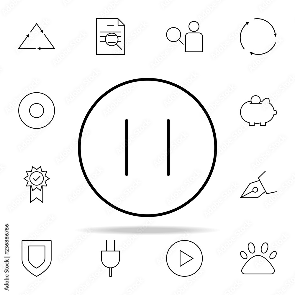 Poster pause circular button icon. minimal universal theme icons universal set for web and mobile