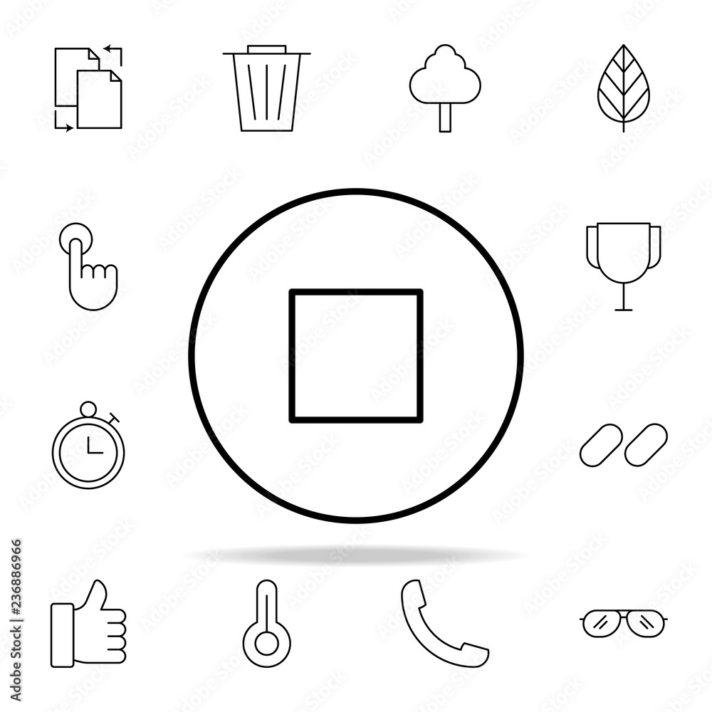 Aufkleber stop circular button icon. minimal universal theme icons universal set for web and mobile