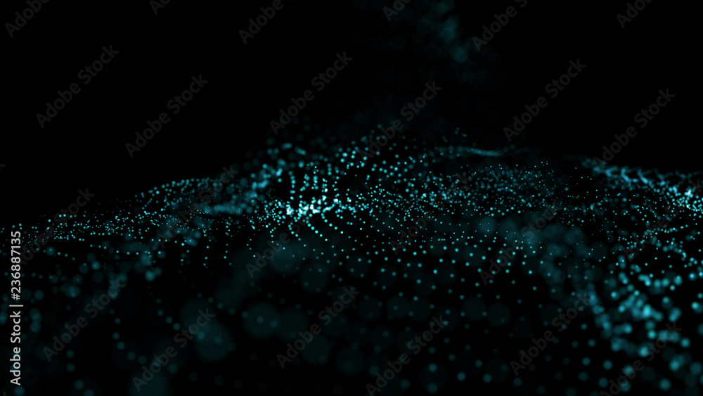 Poster big data visualization 3d. digital background. data threads plot. big data. abstract 3d big data vis