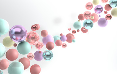 3d rendering of floating polished blue, pink