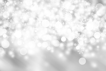 white snow blur abstract background. Bokeh Christmas blurred beautiful shiny Christmas lights