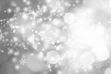 white snow blur abstract background. Bokeh Christmas blurred beautiful shiny Christmas lights