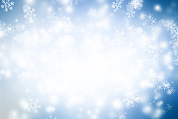 white circle on blue blur abstract background. bokeh Christmas blurred beautiful shiny Christmas lights