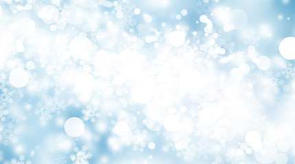white circle on blue blur abstract background. bokeh Christmas blurred beautiful shiny Christmas lights