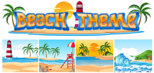Set of beach theme landscape
