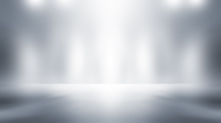 Soft gray empty perspective floor room studio gradient with backdrop spotlight used for background and display your product.