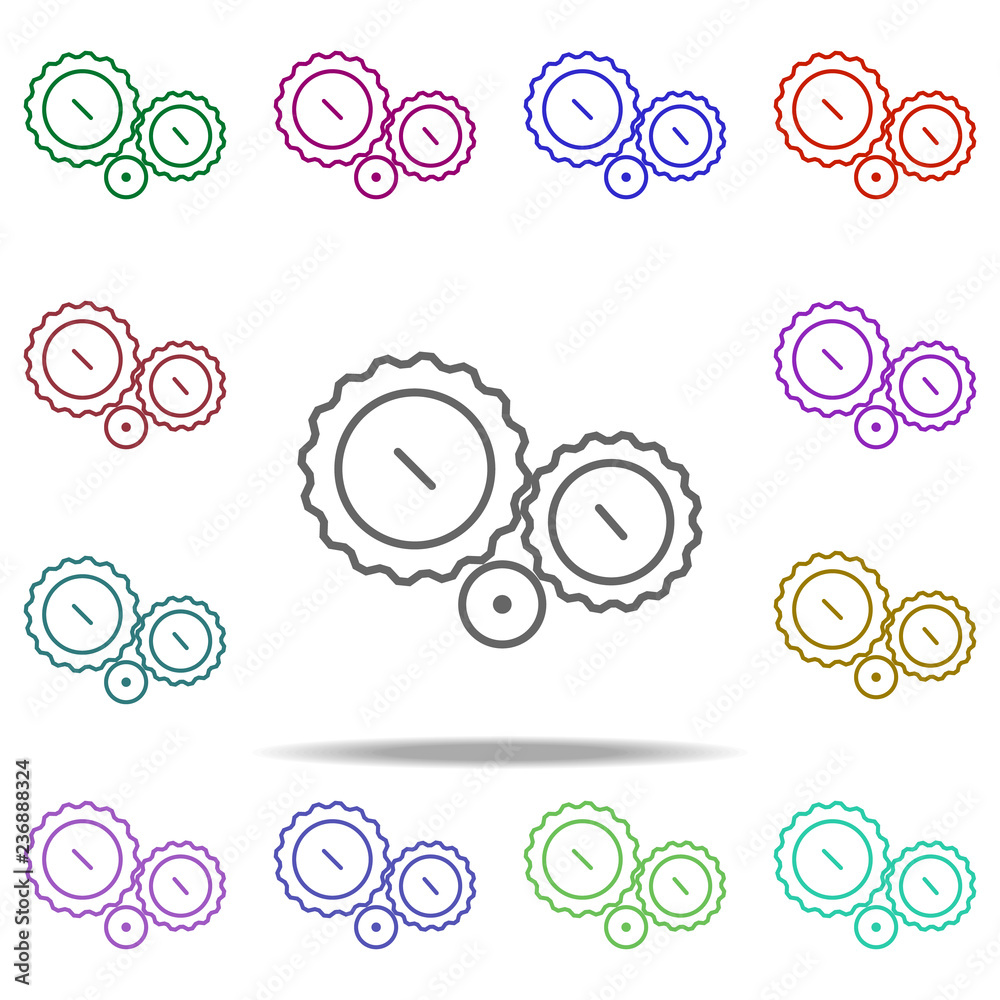 Poster clock gears icon. elements of speedometer in multi color style icons. simple icon for websites, web 