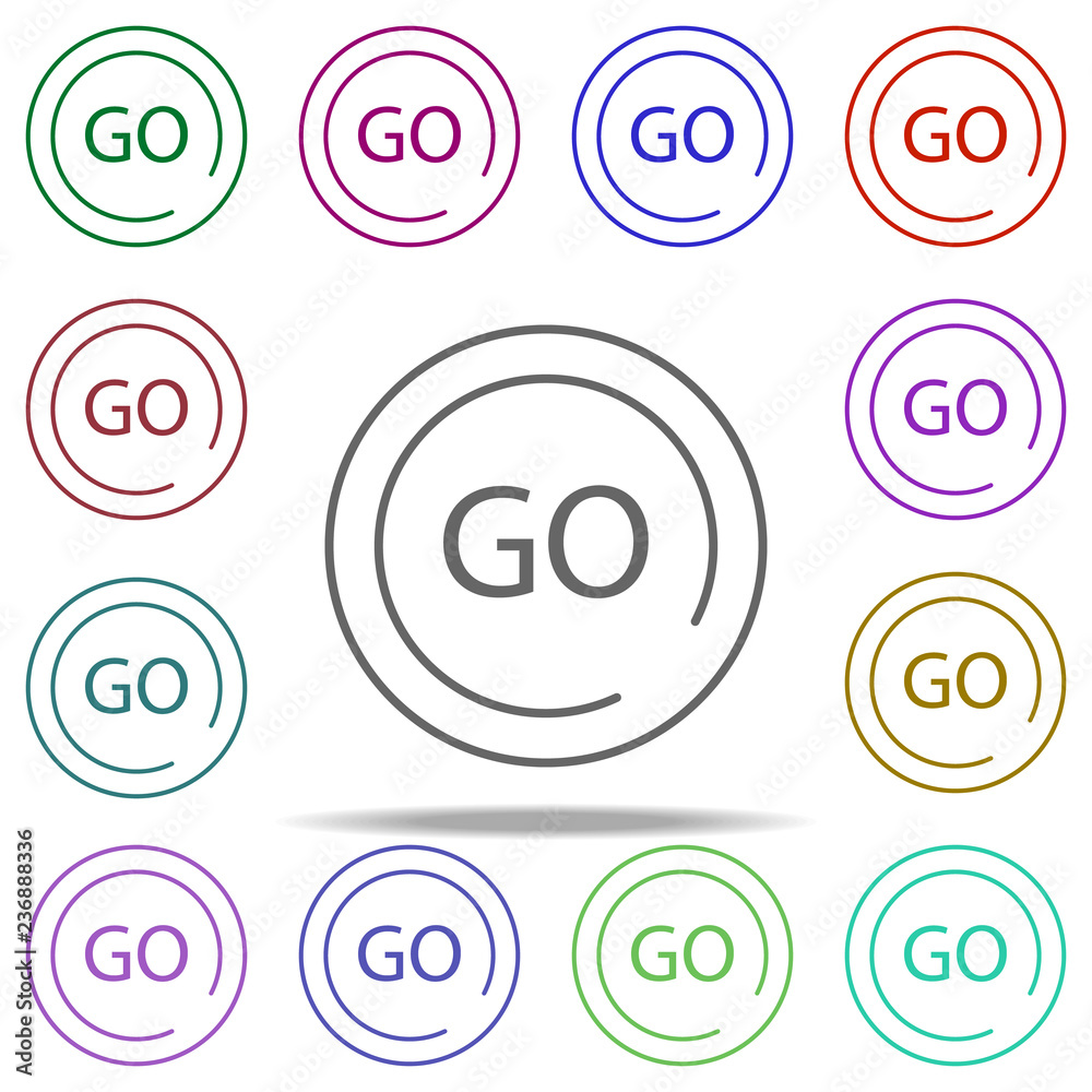 Poster go button icon. elements of speedometer in multi color style icons. simple icon for websites, web de