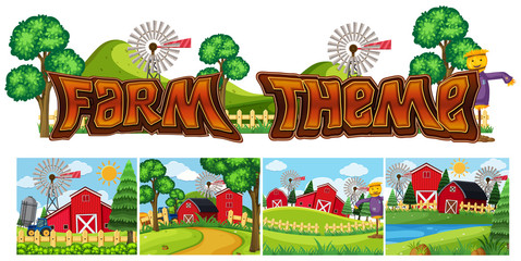 Set of farm theme