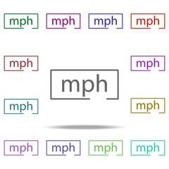 miles per hour icon. Elements of speedometer in multi color style icons. Simple icon for websites, web design, mobile app, info graphics