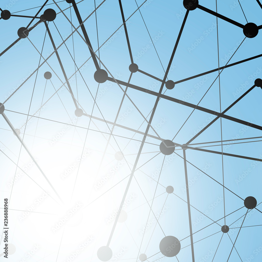 Poster Polygonal geometric vector background and connected lines with dots. Vector illustration