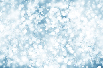 white circle on blue blur abstract background. bokeh Christmas blurred beautiful shiny Christmas lights