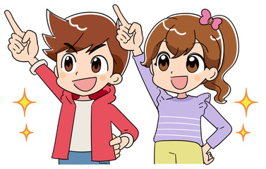 男の子と女の子 （アニメ・ゲーム風テイスト）