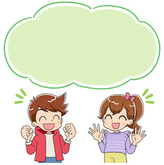 男の子と女の子 ふきだし （アニメ・ゲーム風テイスト）