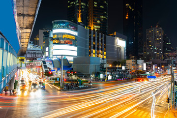 Long exposure light night scene, Bangkok Thailand.