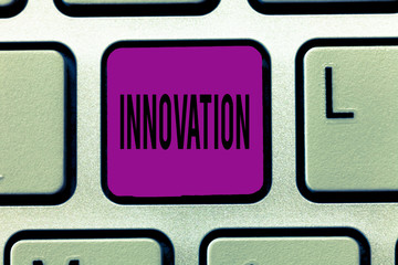 Writing note showing Innovation. Business photo showcasing New method idea product Different Creative Not known before.