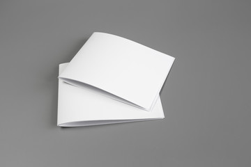 Blank portrait mock-up paper. brochure magazine isolated on gray, changeable background / white paper isolated on gray