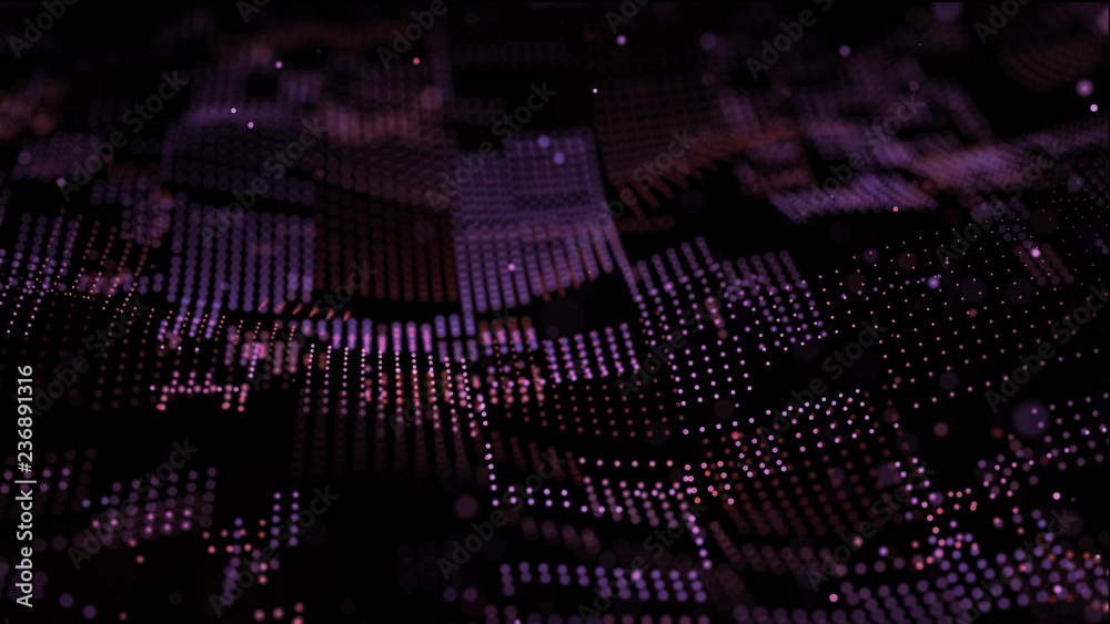 Poster big data visualization. visual information complexity. data threads plot. 3d rendering. data technol