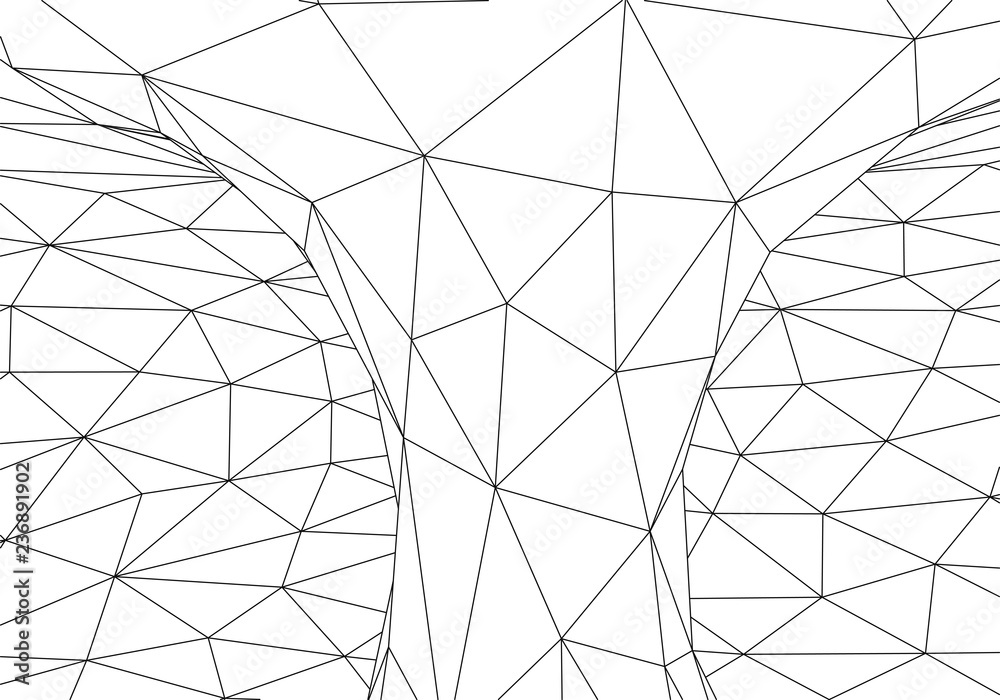 Poster tunnel or wormhole. digital 3d wireframe tunnel. 3d tunnel grid. network cyber technology. surrealis