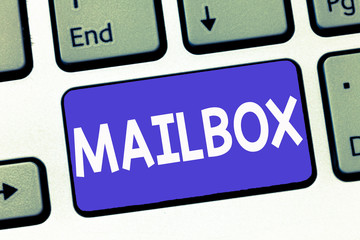 Writing note showing Mailbox. Business photo showcasing Box mounted on post where mail is delivered Computer file for email.
