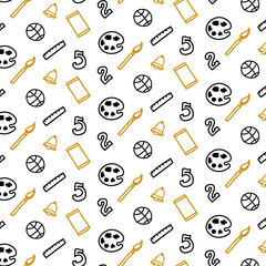 back to school seamless pattern sketch doodle