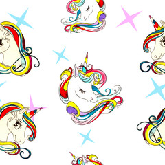 
Unicorn. Seamless pattern, made in watercolor. Background for design