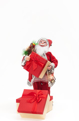 Santa Claus with gift box isolated on white background. Christmas and new year concept.