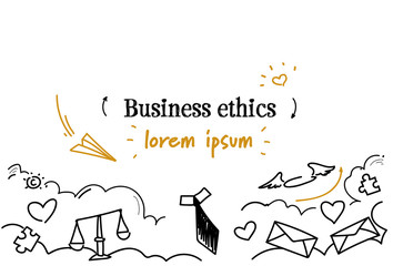 corporate business ethics concept sketch doodle horizontal isolated copy space