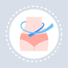 measuring waist with tape female figure icon healthcare medical service logo medicine and health symbol concept flat
