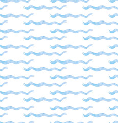 Watercolor hand drawing seamless pattern with wavy ribbon, beautiful color theme decoration background for design