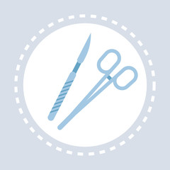 surgical instruments scalpel scissors icon healthcare medical service logo medicine and health symbol concept flat