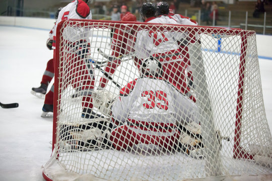 Players druing hockey game