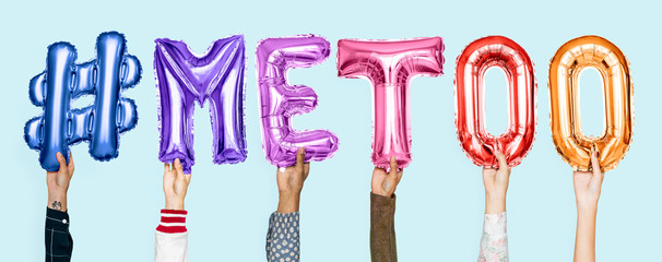 Colorful alphabet balloons forming the word #metoo