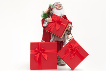 Santa Claus with gift box isolated on white background. Christmas and new year concept.