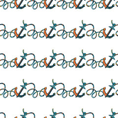 Seamless vector pattern of ropes. Colored rope loops