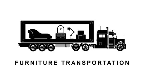 Detailed furniture transporting truck illustration
