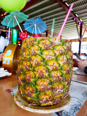 piña colada, a delicious drink made of a pineapple in colombia