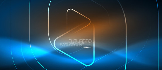 Neon glowing techno lines, hi-tech futuristic abstract background template with geometric shapes