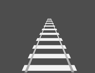 A white color railroad for traveling long distance and reaching destination on black background vector illustration
