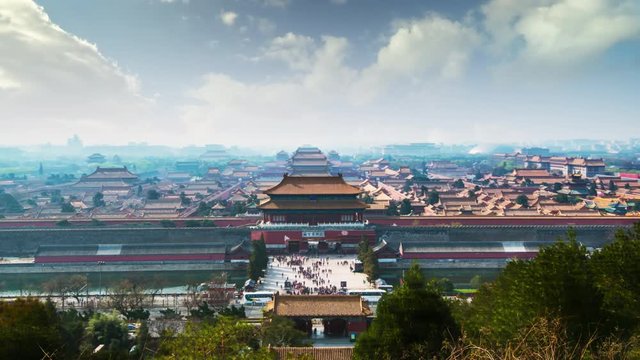 Hyperlapse. Beijing Landmark,The Forbidden City with Clouds,China.