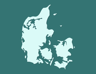 Denmark map vector using blue border lines on dark background illustration