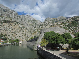 Kotor city wall and harbour, Montenegro