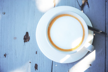 Coffee cup with sunlight.