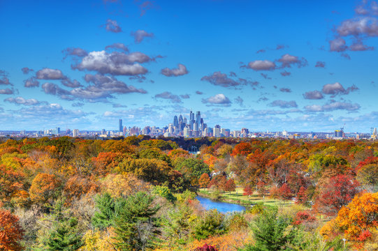 Center City Philadelphia Skyline with Fall Colors