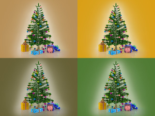 Set of templates for new year cards in different colors